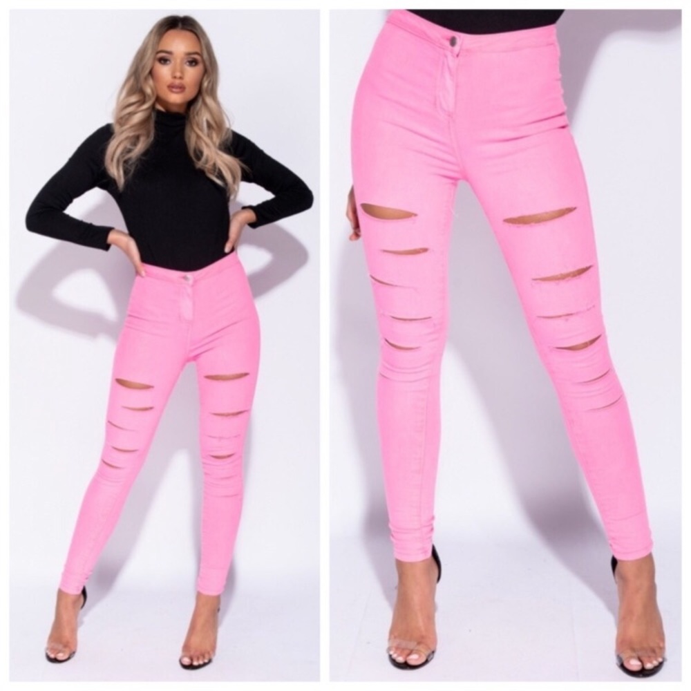 Neon Pink multi slash leggings